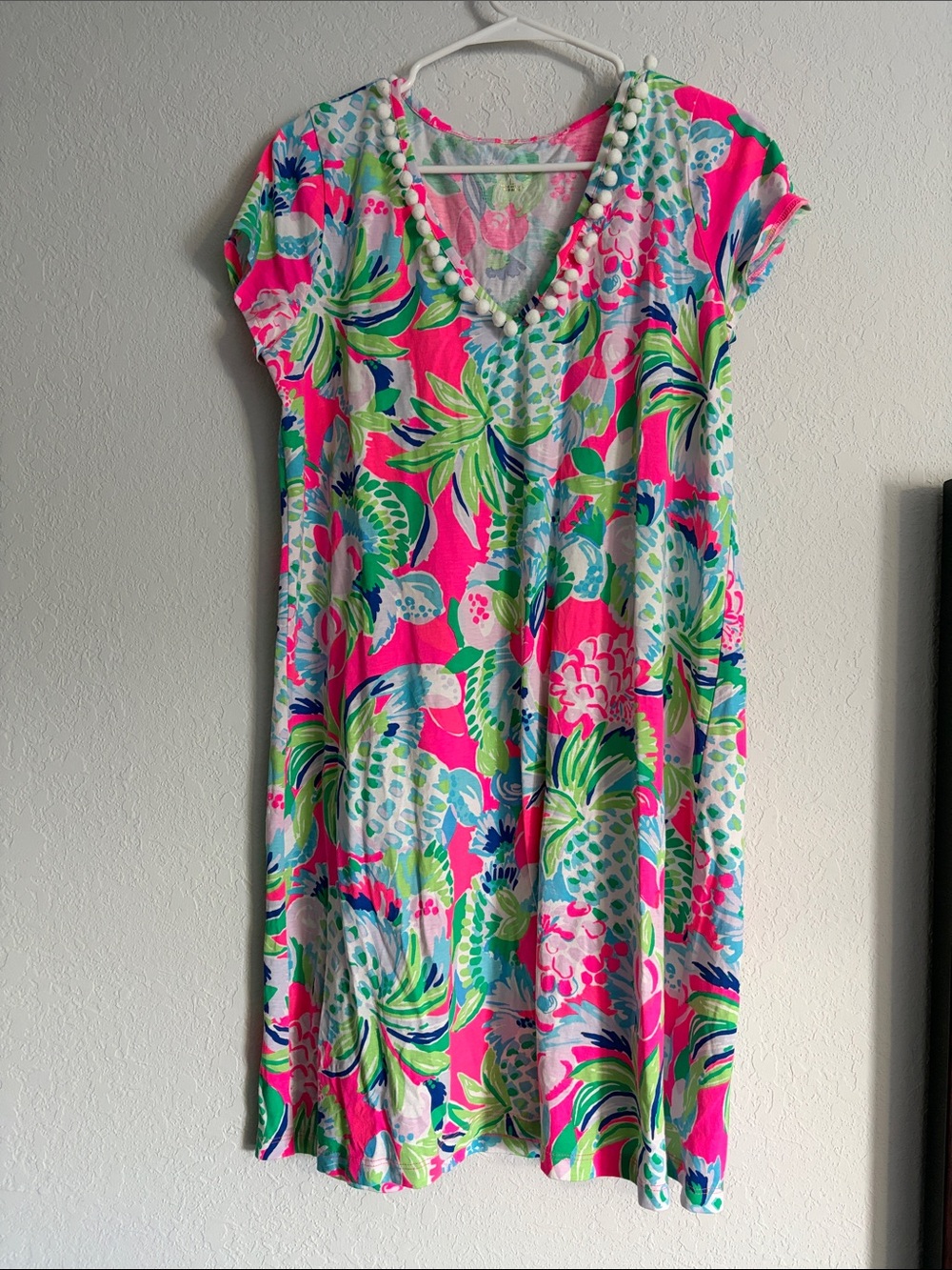 Lilly Pulitzer Pink Tropical V-Neck Midi Dress
